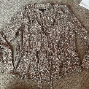 Banana Republic Animal Print Blouse - Brown and White